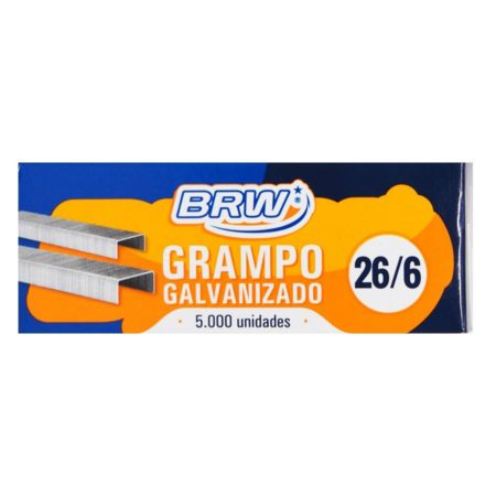 Grampo para Grampeador BRW Galvanizado 26/6 com 5000 unidades