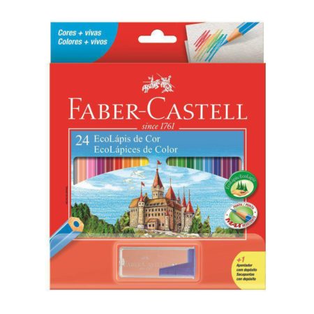 Lápis de Cor Faber-Castell 24 Cores + 1 Apontador