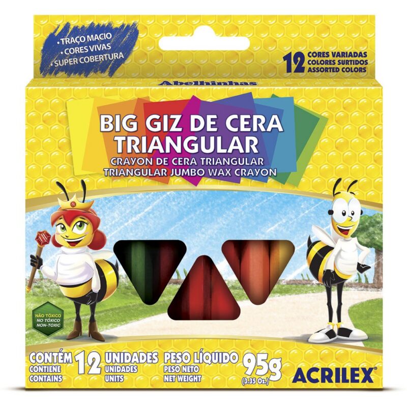 Giz de Cera Big Triangular Acrilex 12 cores