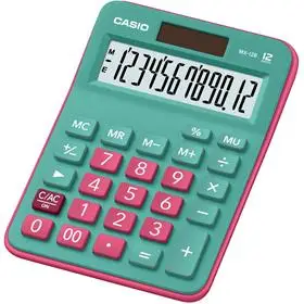 Calculadora de Mesa 12 Dígitos MX-12B-GNRD-WDC Turquesa/Pk Solar/Bateria - Casio