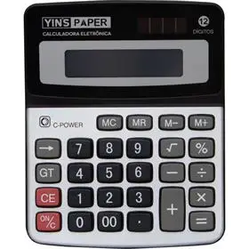 Calculadora de Mesa 12 Dígitos com Som Prata - Yins