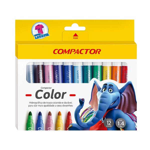 Caneta Hidrocor Compactor Color com 12 Cores
