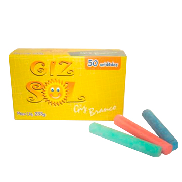 Giz Escolar Colorido Giz Sol com 50 unidades