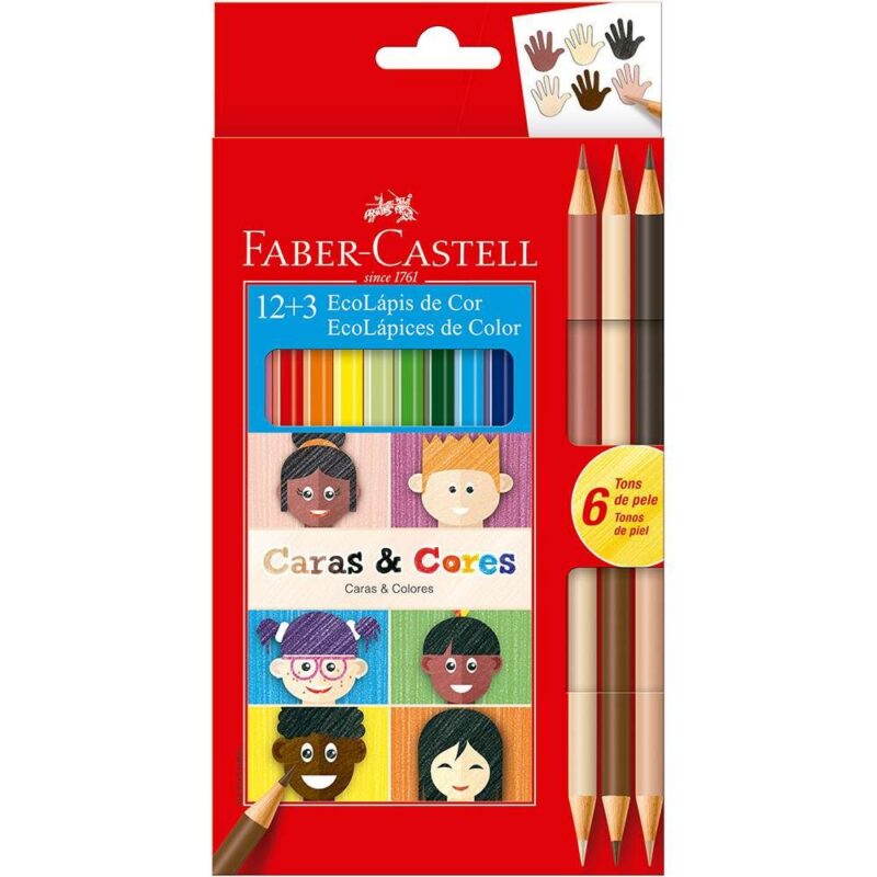 Lápis de Cor Faber Castell 12 Cores Caras e Cores