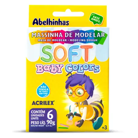 Massinha de Modelar Acrilex 6 Cores Baby Colors