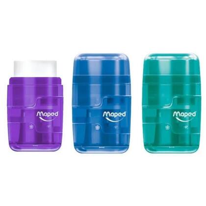 Apontador 2 furos com borracha maped connect - unidade
