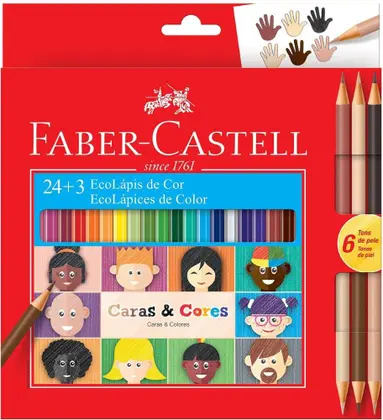 Lápis de Cor 24 Cores + 3 Caras e Cores Faber-castell - Faber Castell