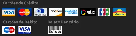 Meios de pagamento aceitos