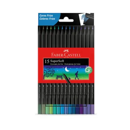 Lápis De Cor Faber Castell Supersoft Cores Frias 15 Cores