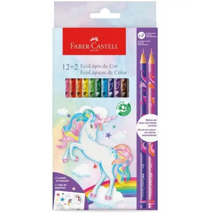 Lápis de COR Redondo Ecolápis Unicórnio 12+2 Cores Pacote com 12 - FABER-CASTELL