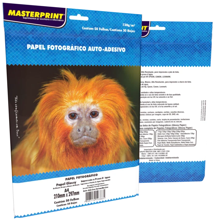 Papel Fotográfico Brilhante Adesivo A4 130g C/50 Folhas