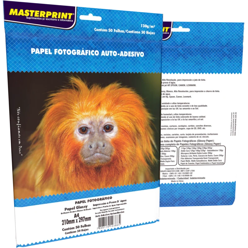 Papel Fotográfico Brilhante Adesivo A4 130g C/50 Folhas